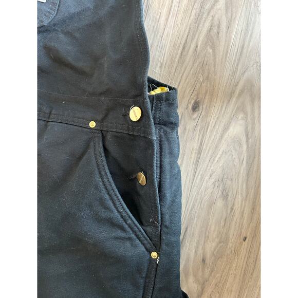 VTG CARHARTT R03 BLK Men’s 48 x 30 Quilted Lined Double Knee Front Bib Overalls - Picture 5 of 9